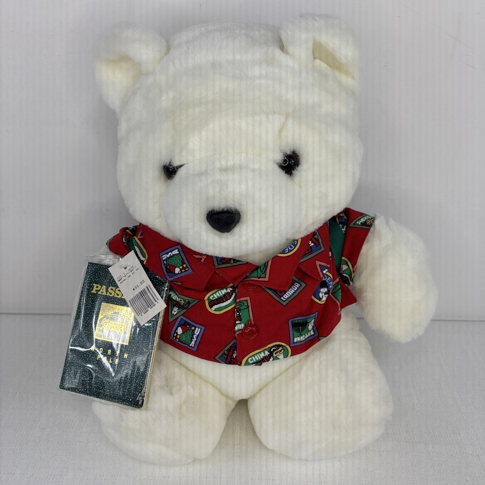 VTG Christmas Santa Bear World Traveler Backpack Passport & Tags‎ Dayton Hudson